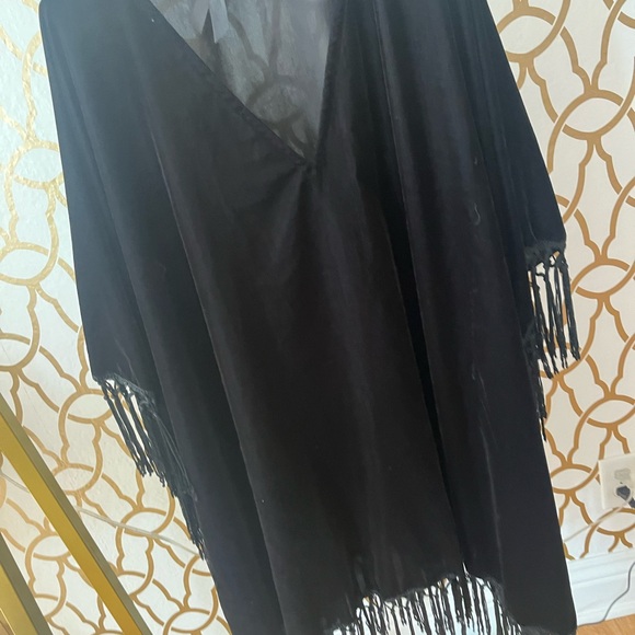 Black VELVET FRINGE ASA SHORT KAFTAN!!🖤🖤 - Picture 4 of 7